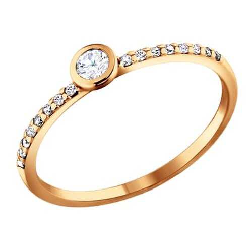 Серебряное золоченое кольцо женское с фианитами SOKOLOV 93010162 р.15.5 в Wildberries