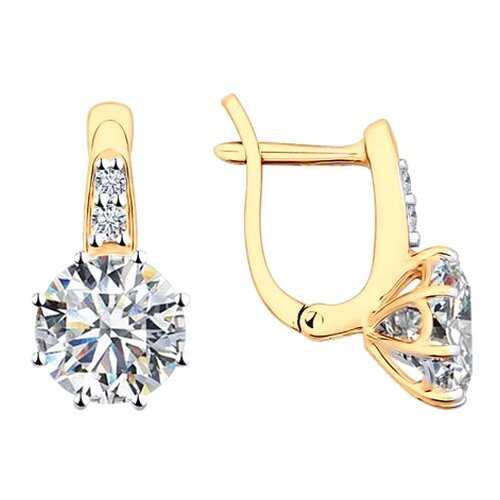 Серьги SOKOLOV из золочёного серебра со Swarovski Zirconia 89020071 в Wildberries