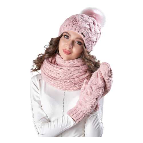 Комплект (шапка+снуд+варежки) женский Jagga 1371 розовый ONE SIZE в Wildberries