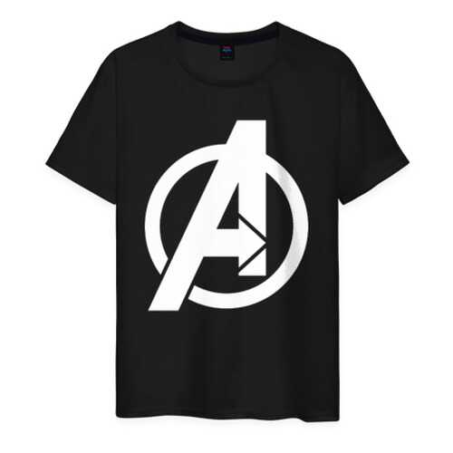 Футболка мужская ВсеМайки Avengers logo white черная 4XL в Wildberries
